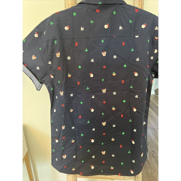 EIGHTH AVENUE MENS SHORT SLEEVE BUTTON FRONT CHRISTMAS THEMED SHIRT SM Slim Fit - Picture 10 of 12